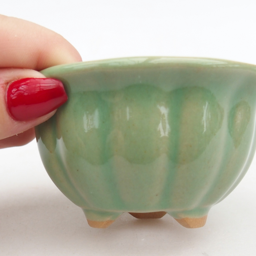 Bonsaischale aus Keramik 8,5 x 8,5 x 4,5 cm, grün