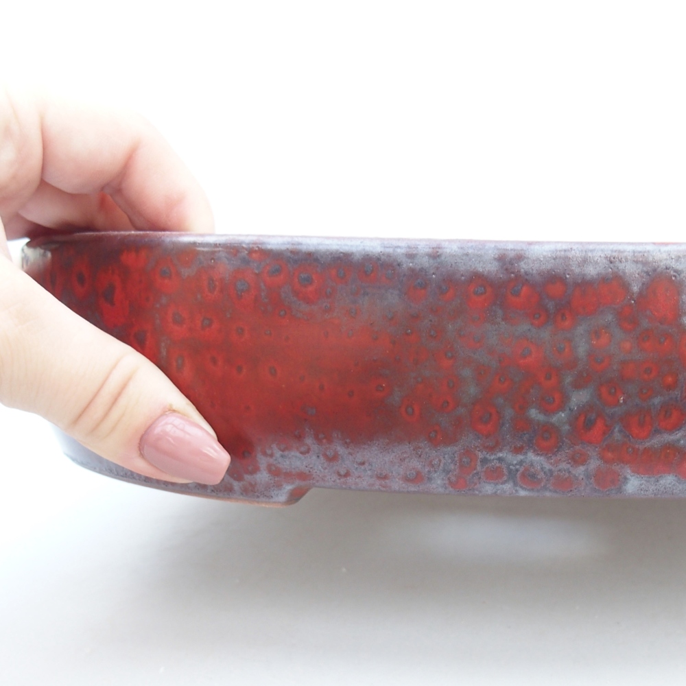 Bonsaischale aus Keramik 26,5 x 21 x 5 cm, Farbe rot