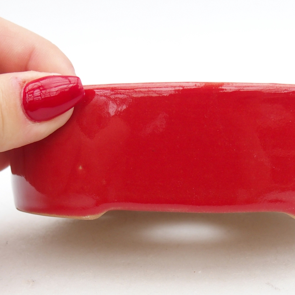 Bonsaischale aus Keramik 12,5 x 10 x 3,5 cm, Farbe rot