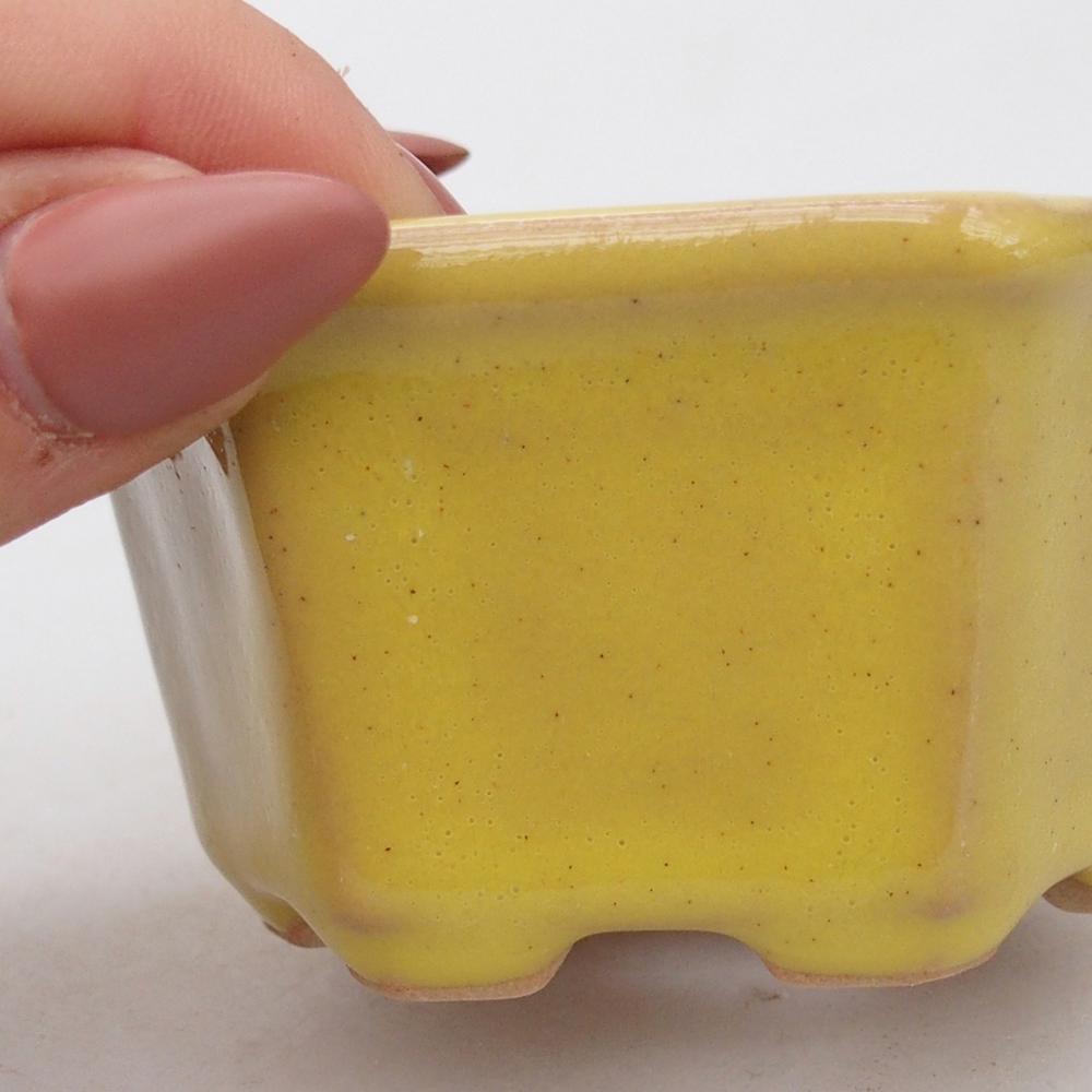 Bonsaischale aus Keramik 7,5 x 7 x 4 cm, gelb