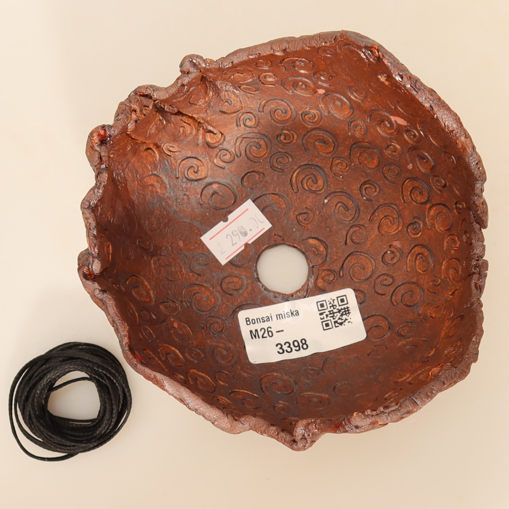 Keramikschale für Kokedama, 12,5 x 11,5 x 8,5 cm, Farbe: Braun