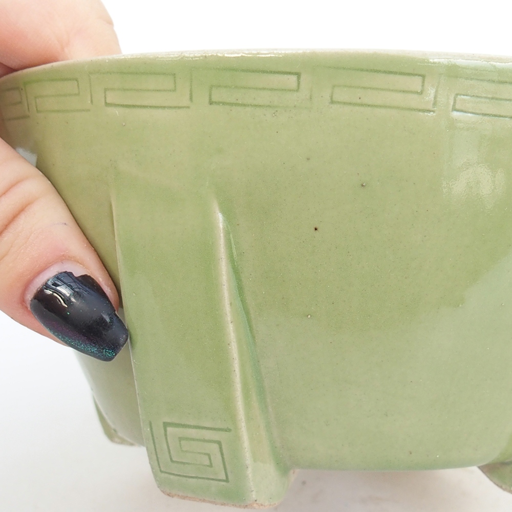 Bonsaischale aus Keramik 13,5 x 13,5 x 6,5 cm, grün