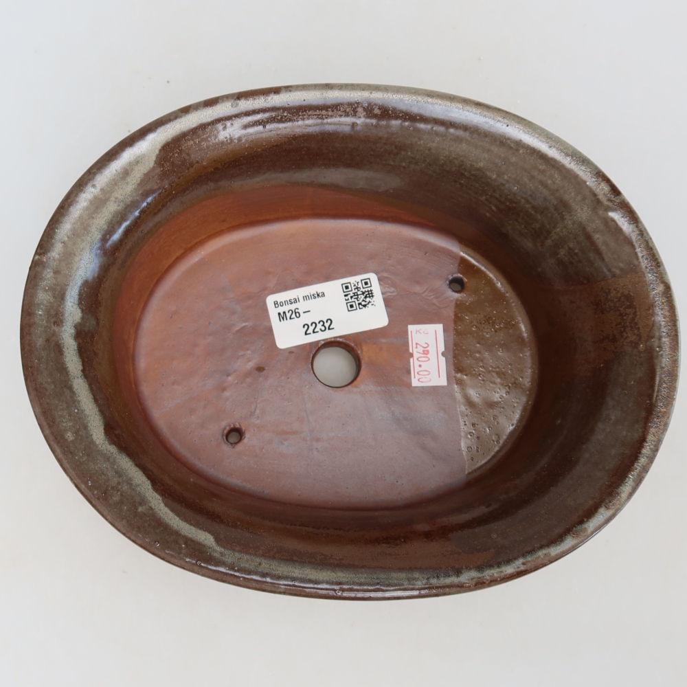 Keramik-Bonsai-Schale 19,5 x 15,5 x 6,5 cm, Farbe: braun
