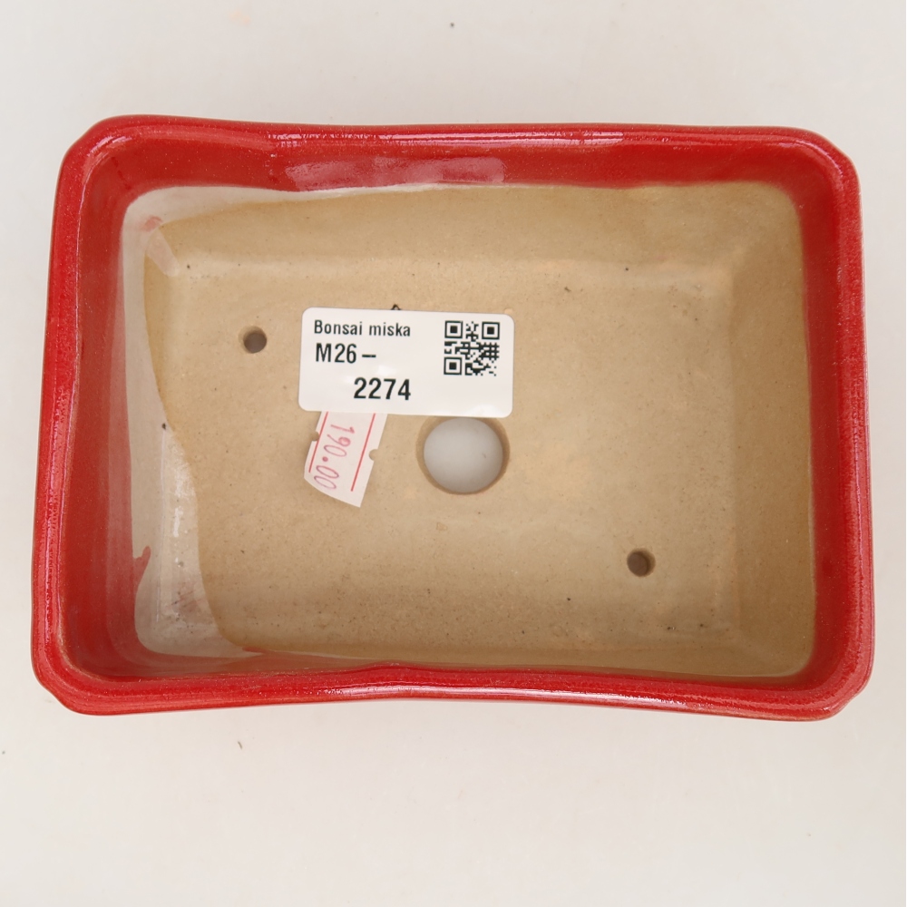 Keramik-Bonsai-Schale 13 x 9 x 5 cm, Farbe: rot