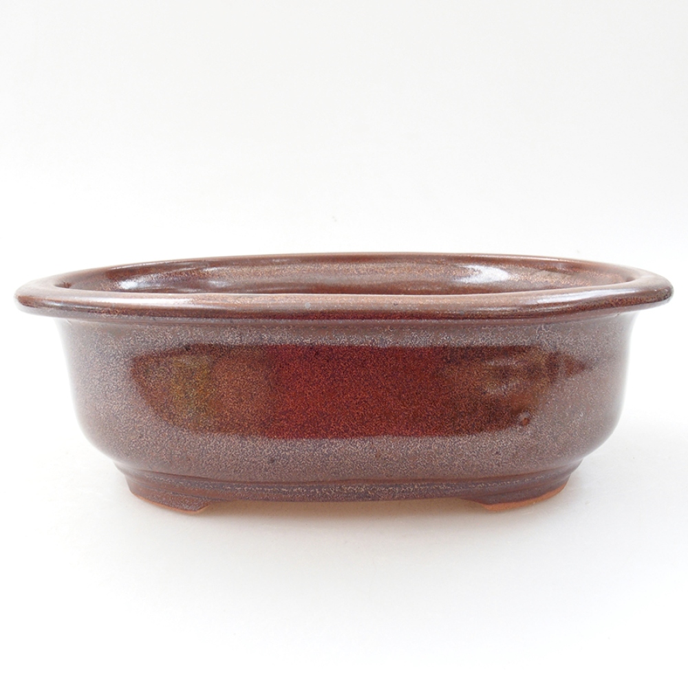 Keramik-Bonsaischale 18 x 14,5 x 6 cm, Farbe braun