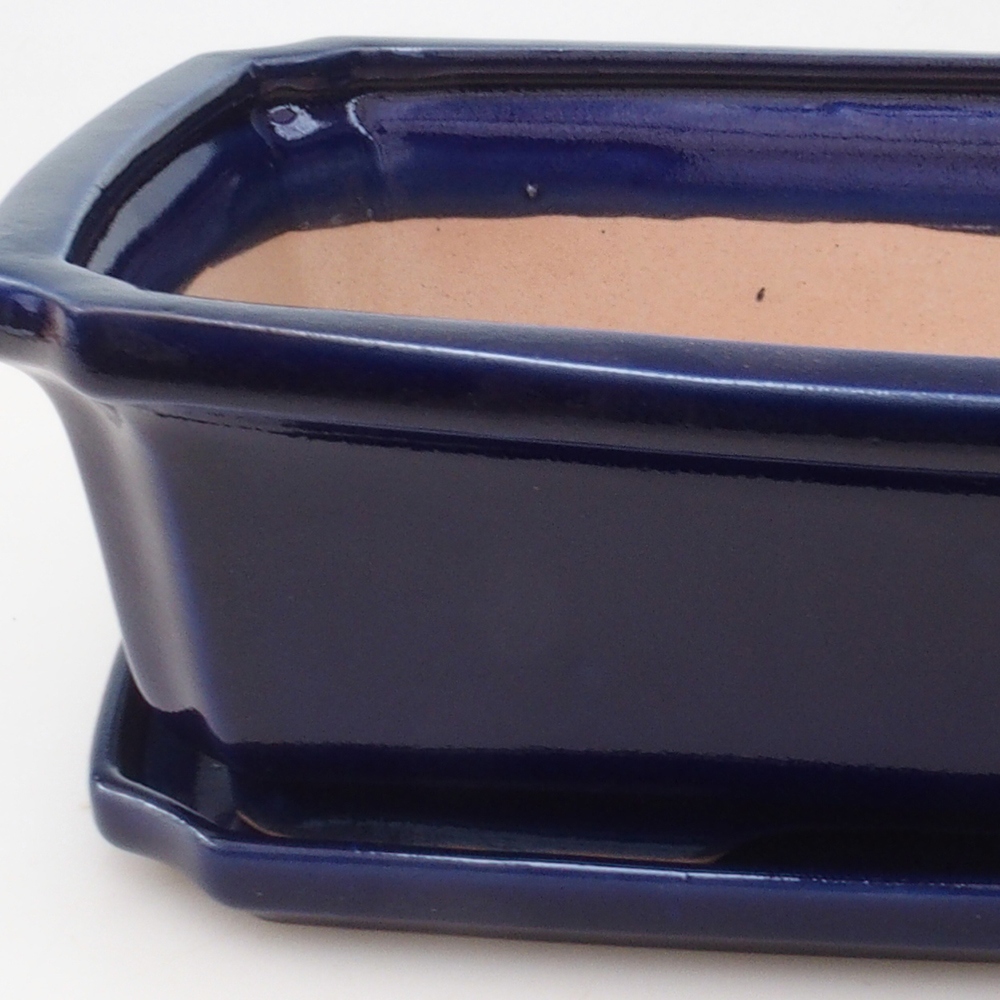 Bonsai-Schale + Unterschale H07 – 30 x 20,5 x 8 cm. – blau