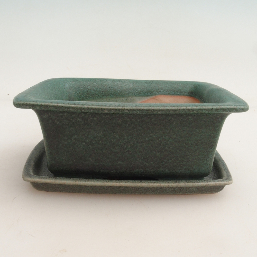 Bonsai-Schale + Untertasse H11 - 11,5 x 10 x 4 cm - Grün