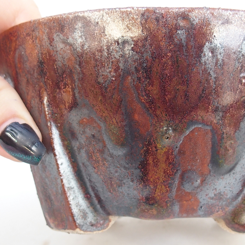 Bonsaischale aus Keramik 13,5 x 13,5 x 6,5 cm, braun