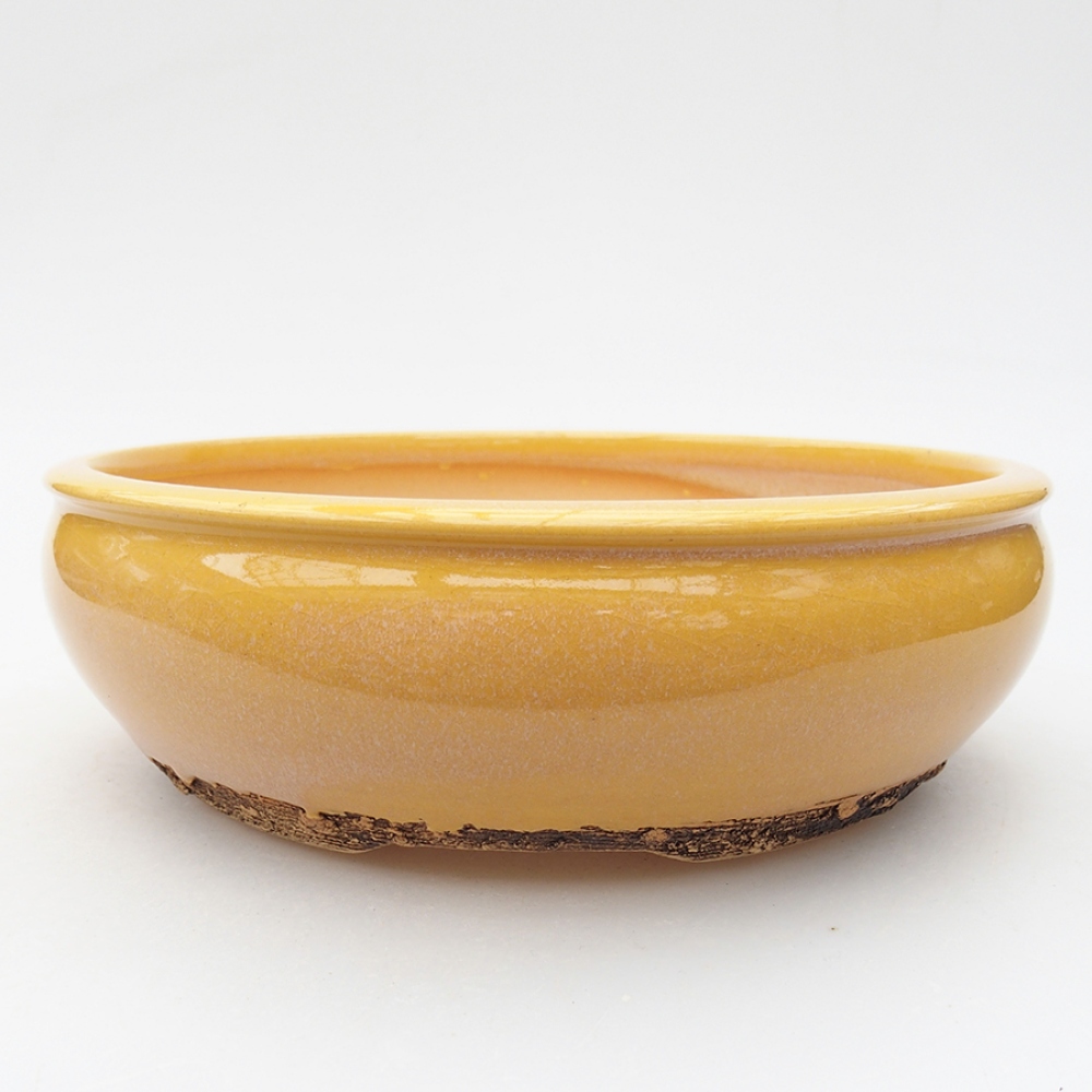 Keramik-Bonsaischale 18,5 x 18,5 x 6 cm, Farbe Gelb
