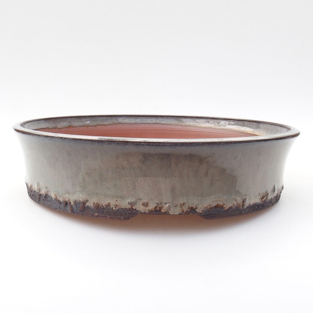 Keramik-Bonsaischale 25,5 x 25,5 x 6,5 cm, Farbe grau
