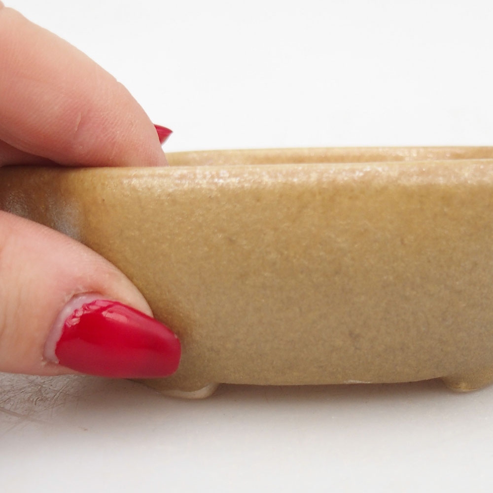 Bonsaischale aus Keramik 10,5 x 8,5 x 3,5 cm, Farbe beige