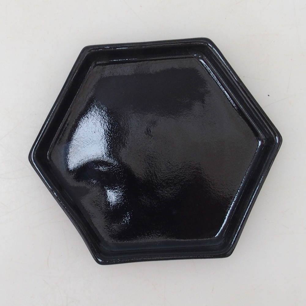 Bonsai-Schale sechseckig D3 – 11 x 9,5 x 1 cm – schwarz