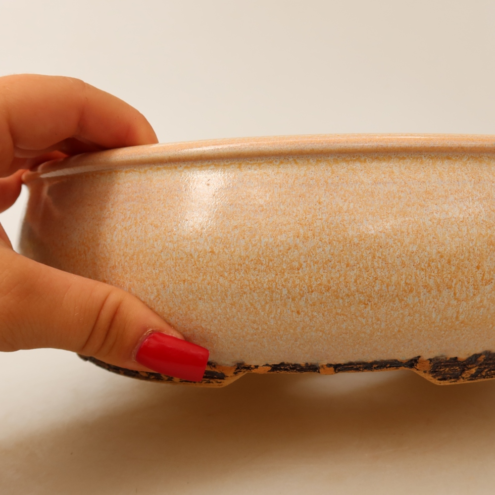 Bonsaischale aus Keramik 24 x 24 x 7 cm, Farbe beige