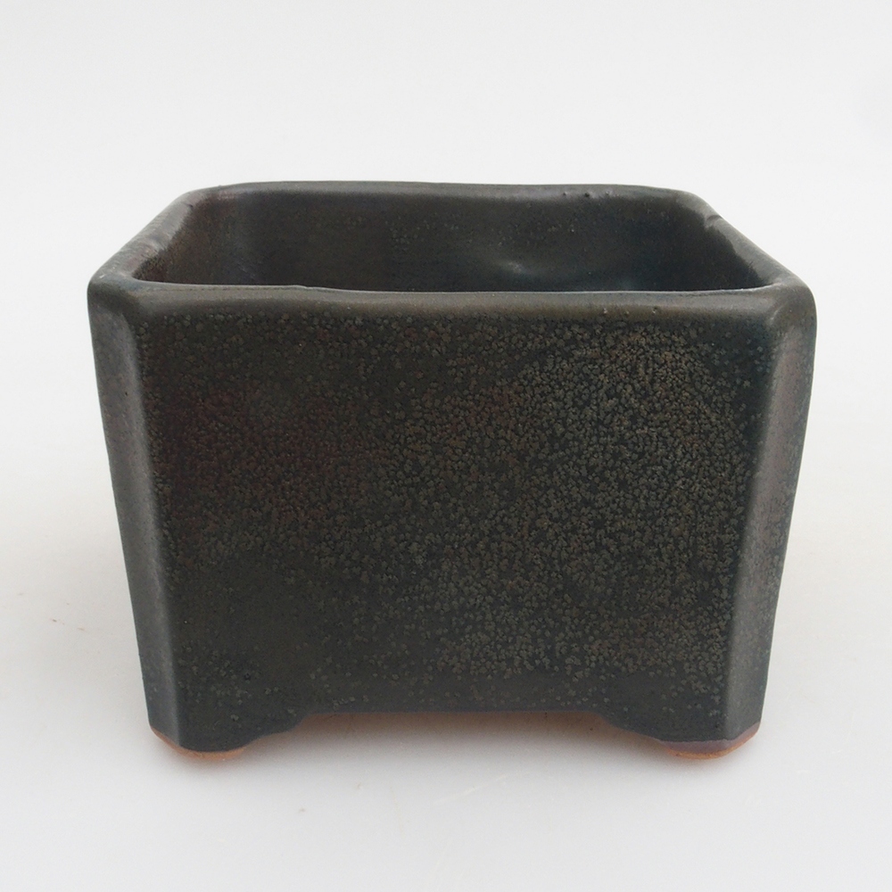 Keramik-Bonsaischale 9,5 x 9,5 x 7 cm, Farbe grau