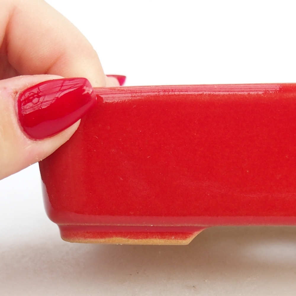 Bonsaischale aus Keramik 12,5 x 9,5 x 3,5 cm, Farbe rot