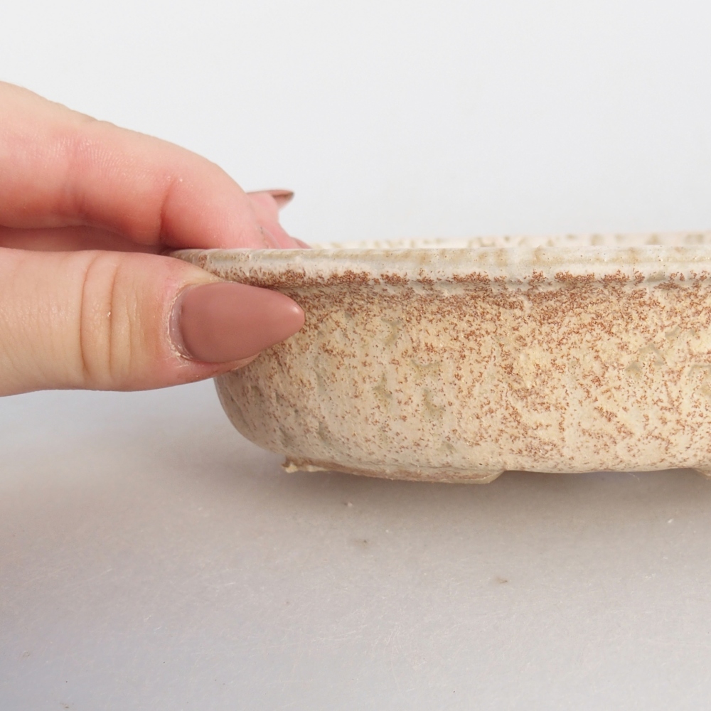 Bonsaischale aus Keramik 15 x 10,5 x 3,5 cm, Farbe beige