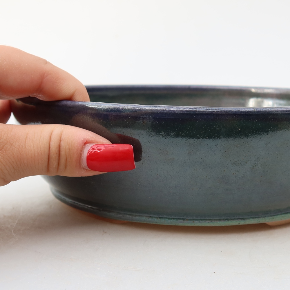 Bonsaischale aus Keramik 19 x 19 x 6 cm, Farbe blau