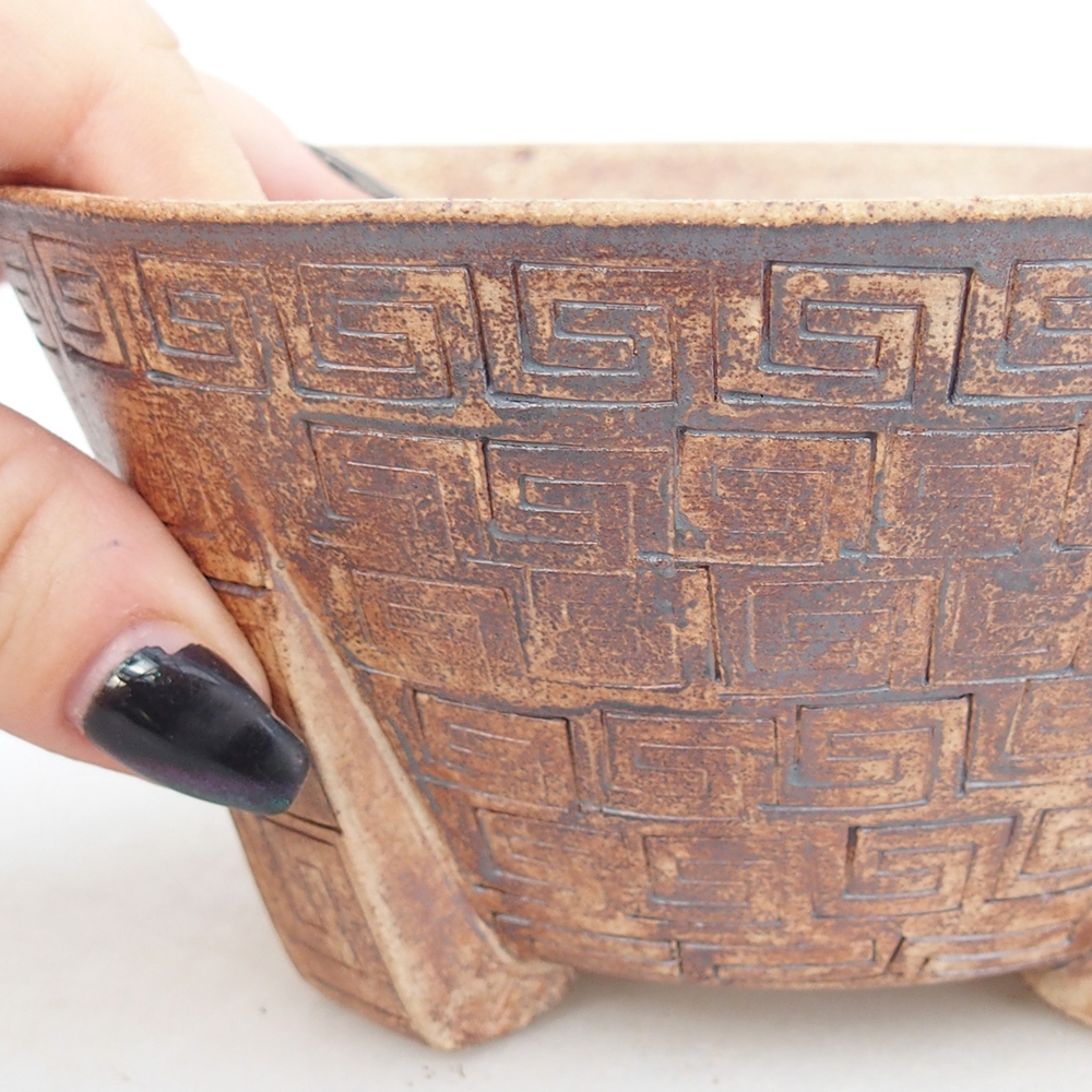 Bonsaischale aus Keramik 13,5 x 13,5 x 6,5 cm, braun