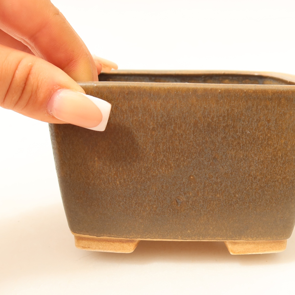 Keramik-Bonsai-Schale, 10,5 × 10,5 × 7 cm, Farbe: braun