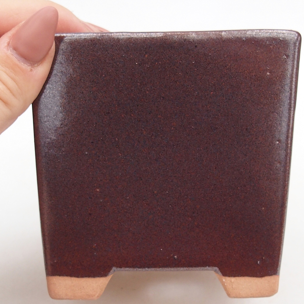 Bonsaischale aus Keramik 9 x 9 x 8,5 cm, Farbe burgunderrot