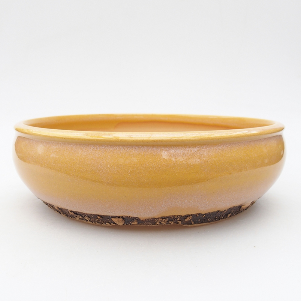 Keramik-Bonsaischale 22 x 22 x 6,5 cm, Farbe Gelb