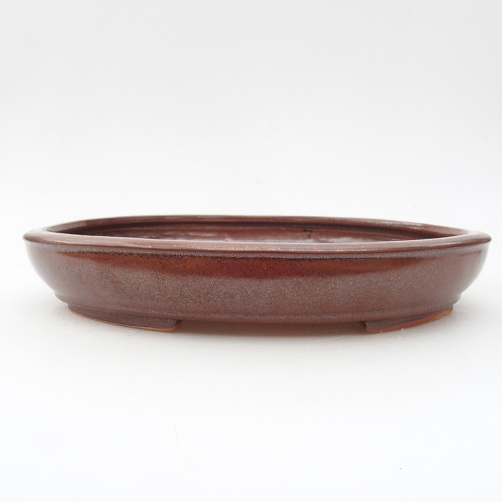 Keramik-Bonsaischale 24,5 x 20 x 4,5 cm, Farbe Braun