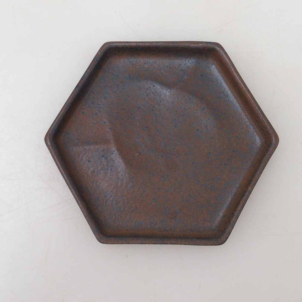 Bonsai-Schale sechseckig D3 – 11 x 9,5 x 1 cm – braun