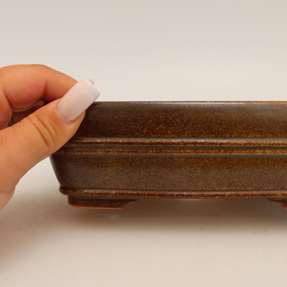 Keramik-Bonsai-Schale, 17 x 12,5 x 5,5 cm, Farbe: Braun