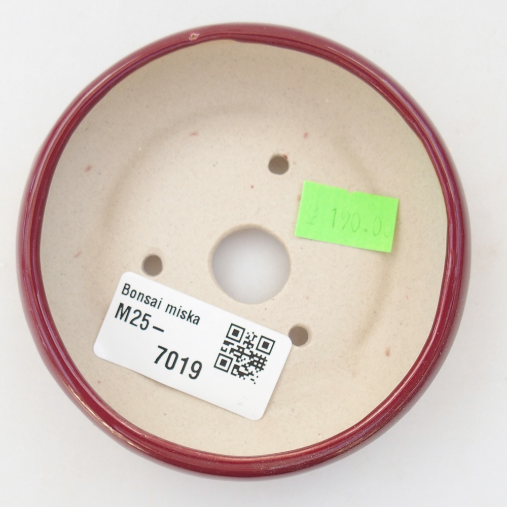 Bonsaischale aus Keramik 9 x 9 x 2,5 cm, Farbe burgunderrot