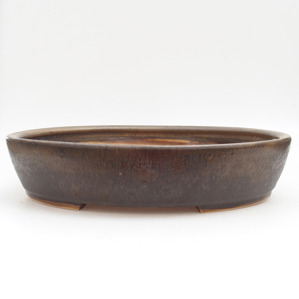 Keramik-Bonsaischale 32 x 28 x 6,5 cm, Farbe Braun