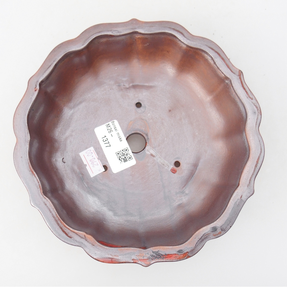 Bonsaischale aus Keramik 18 x 18 x 5 cm, metallisch rot