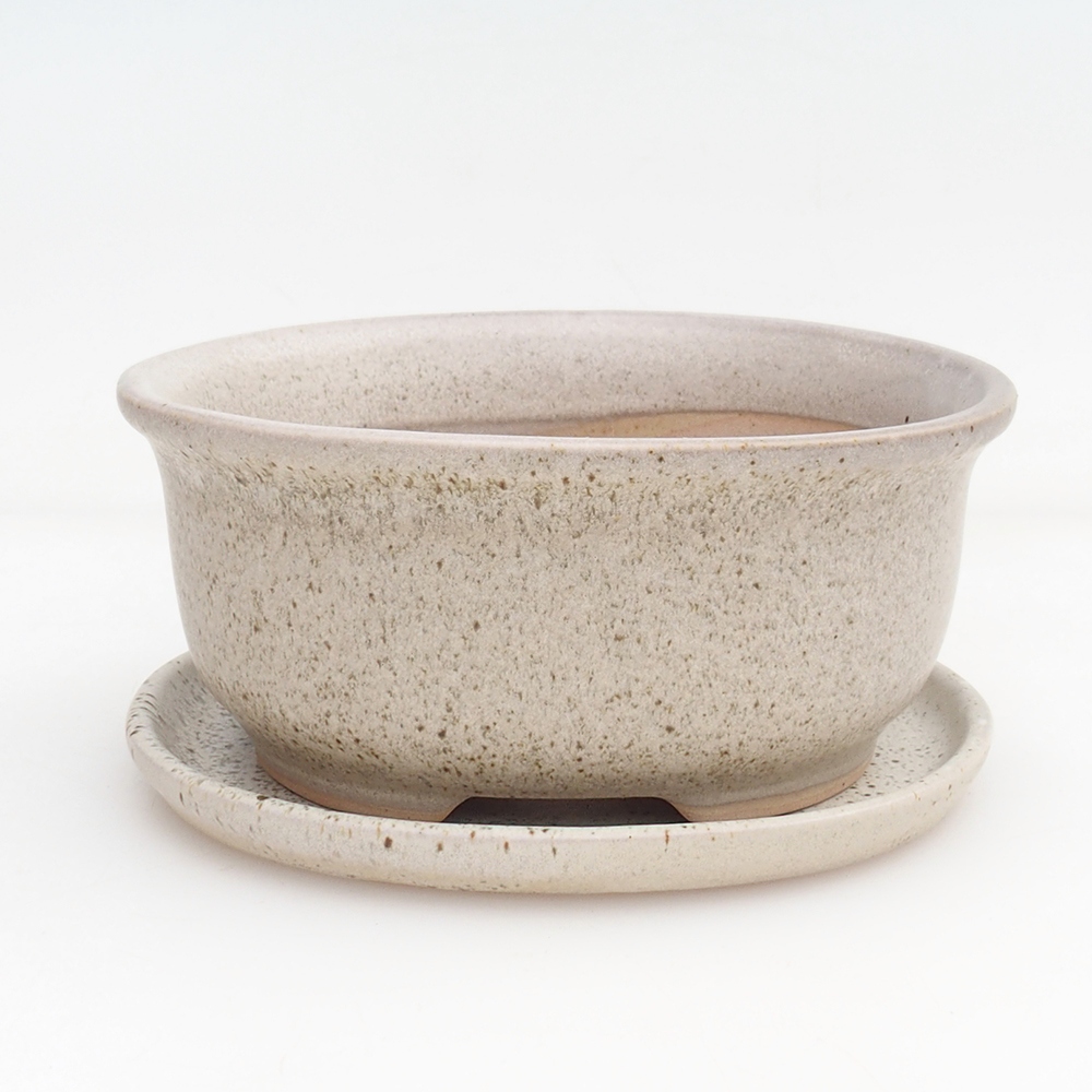 Bonsaischale + Untertasse H30 - 12 x 10,5 x 5,5 cm - beige