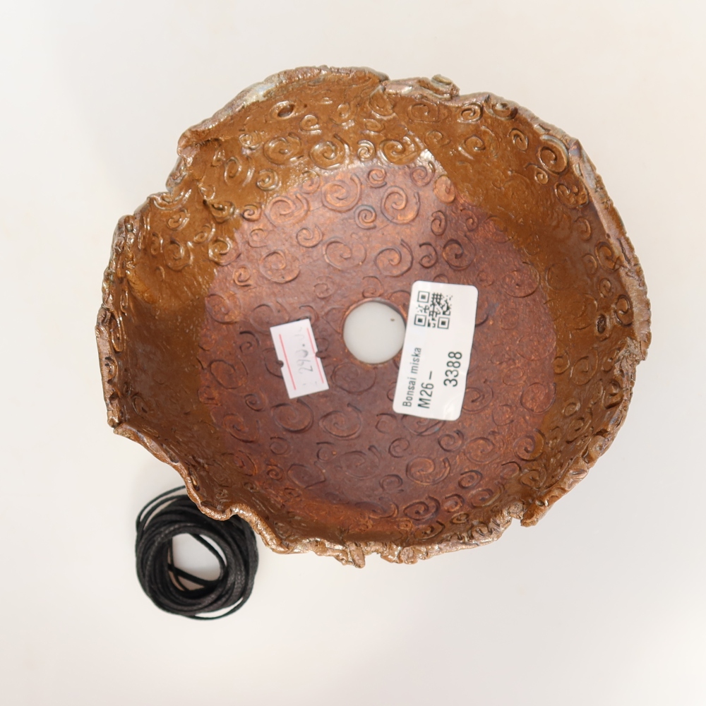 Keramikschale für Kokedama, 13 x 12,5 x 8 cm, Farbe: braun