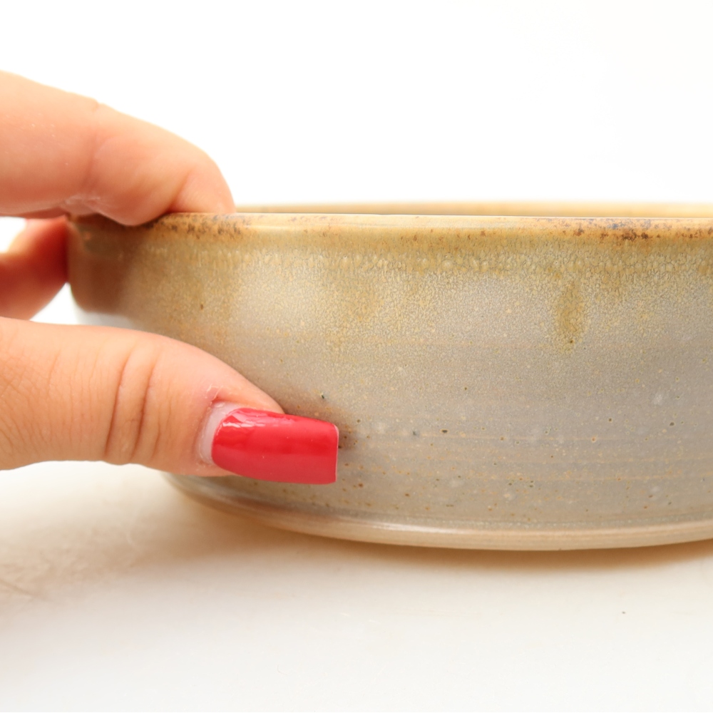Keramik-Bonsai-Schale, 17,5 x 17,5 x 5,5 cm, Farbe: Beige