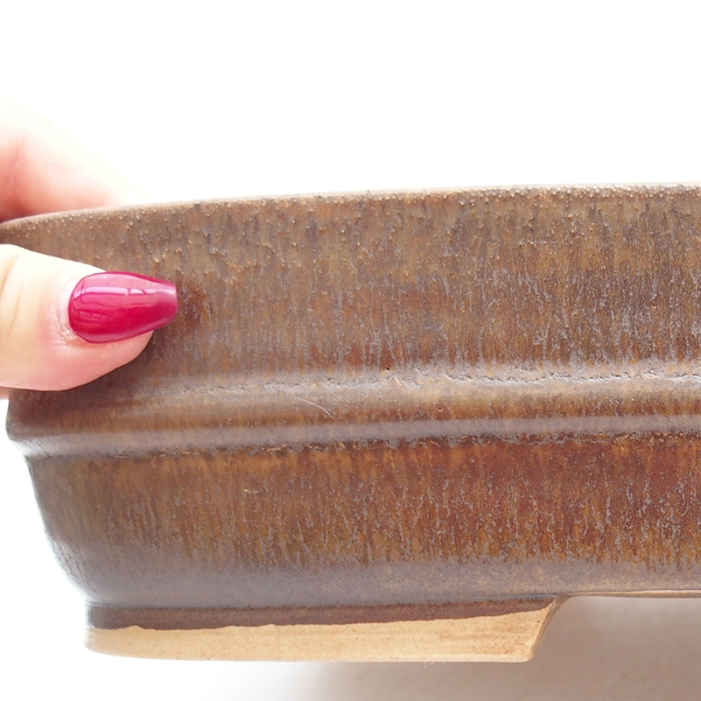 Keramik-Bonsaischale 29,5 x 25 x 7 cm, Farbe Braun