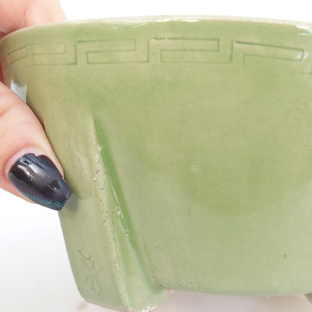 Bonsaischale aus Keramik 13,5 x 13,5 x 6,5 cm, grün