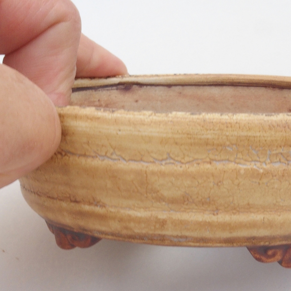 Bonsaischale aus Keramik 10,5 x 9 x 4 cm, Farbe beige