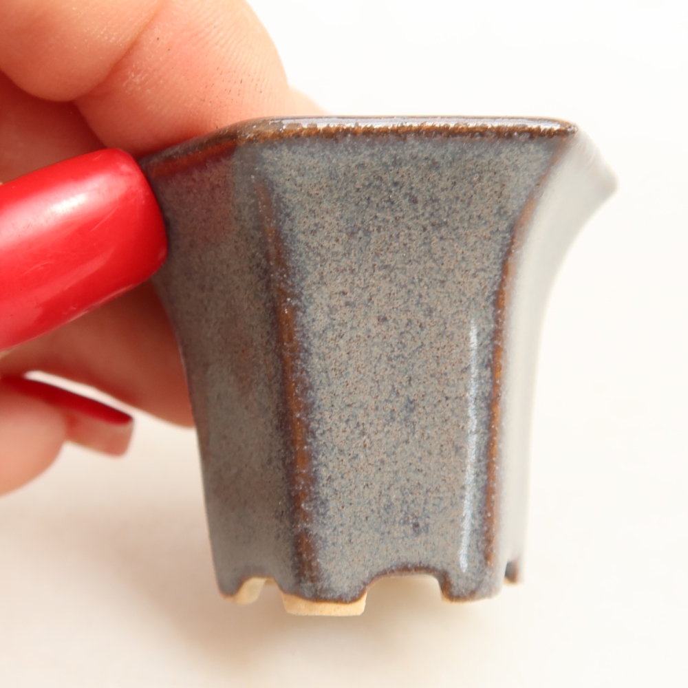 Keramik-Bonsai-Schale, 4,5 × 4 × 3,5 cm, Farbe: Grau