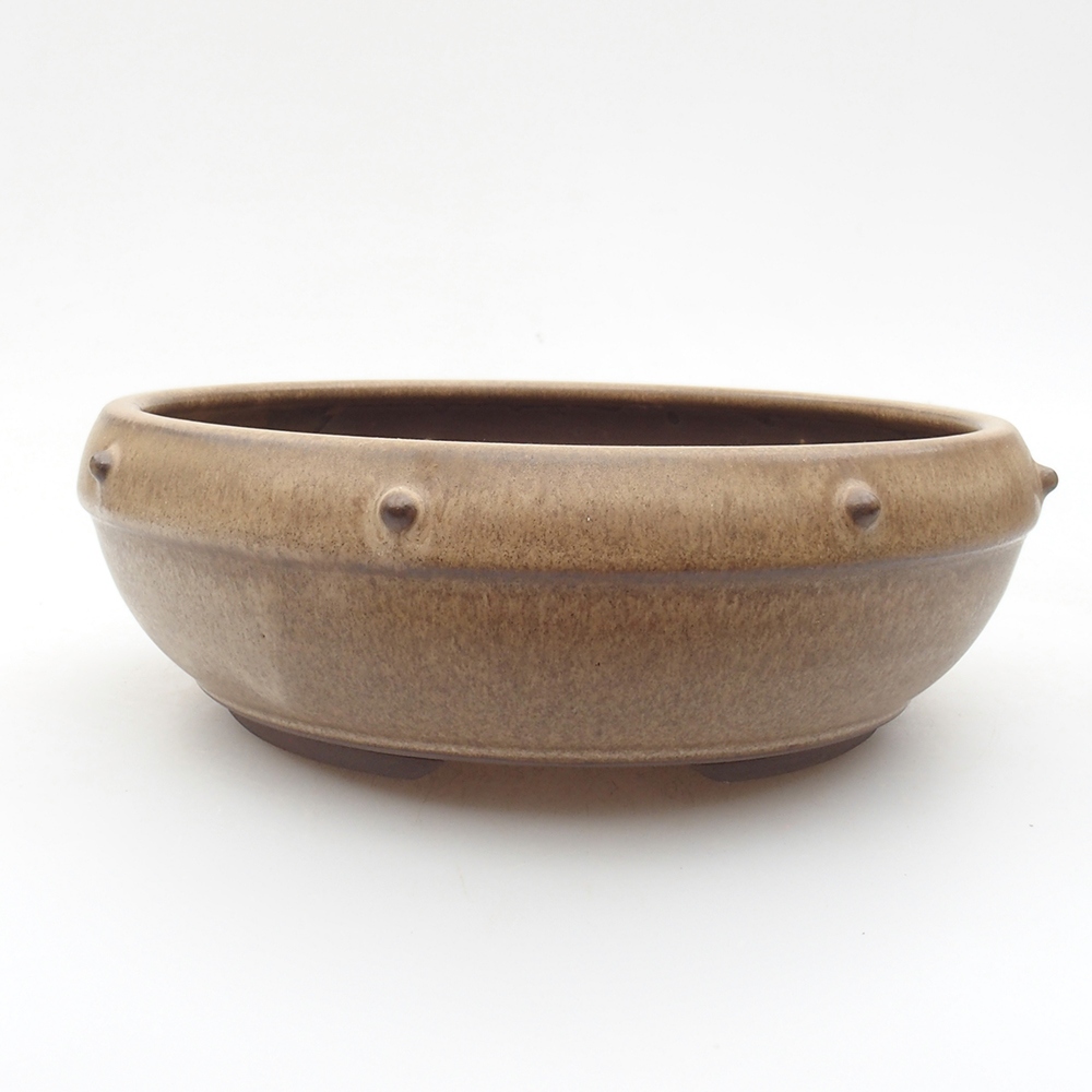 Bonsaischale aus Keramik 18 x 18 x 5,5 cm, braune Farbe