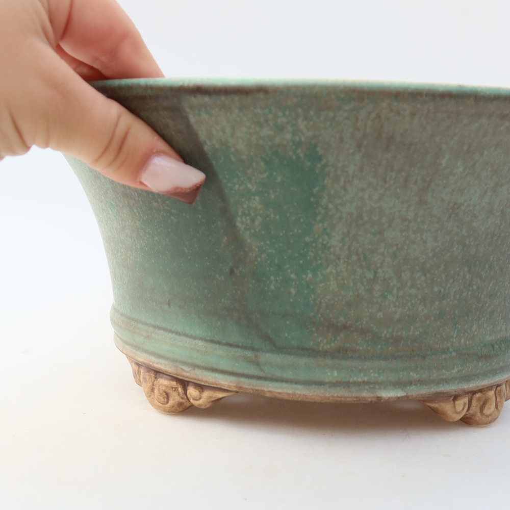 Keramik-Bonsai-Schale 24,5 x 24,5 x 11,5 cm, Farbe: grün