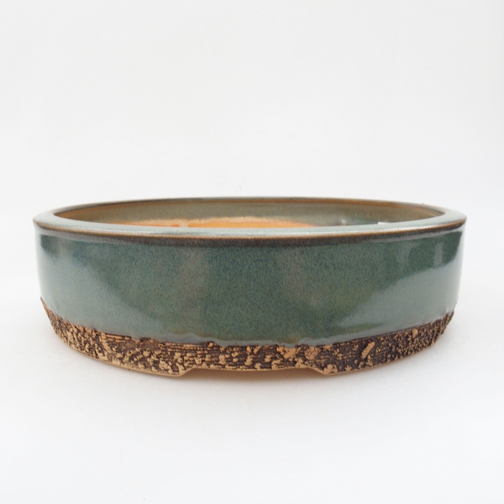Keramik-Bonsaischale 21 x 21 x 5,5 cm, Farbe grün