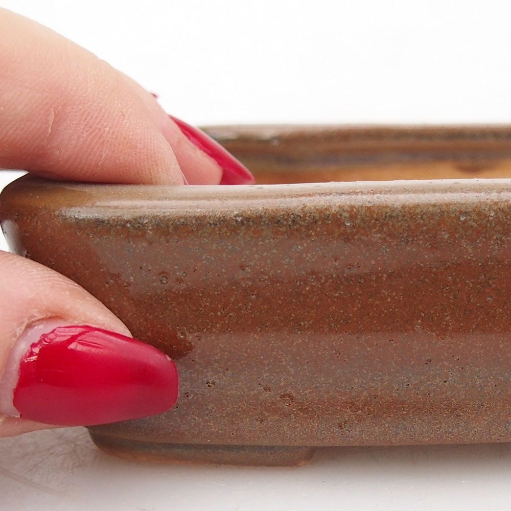 Bonsaischale aus Keramik 11,5 x 8,5 x 3 cm, braun