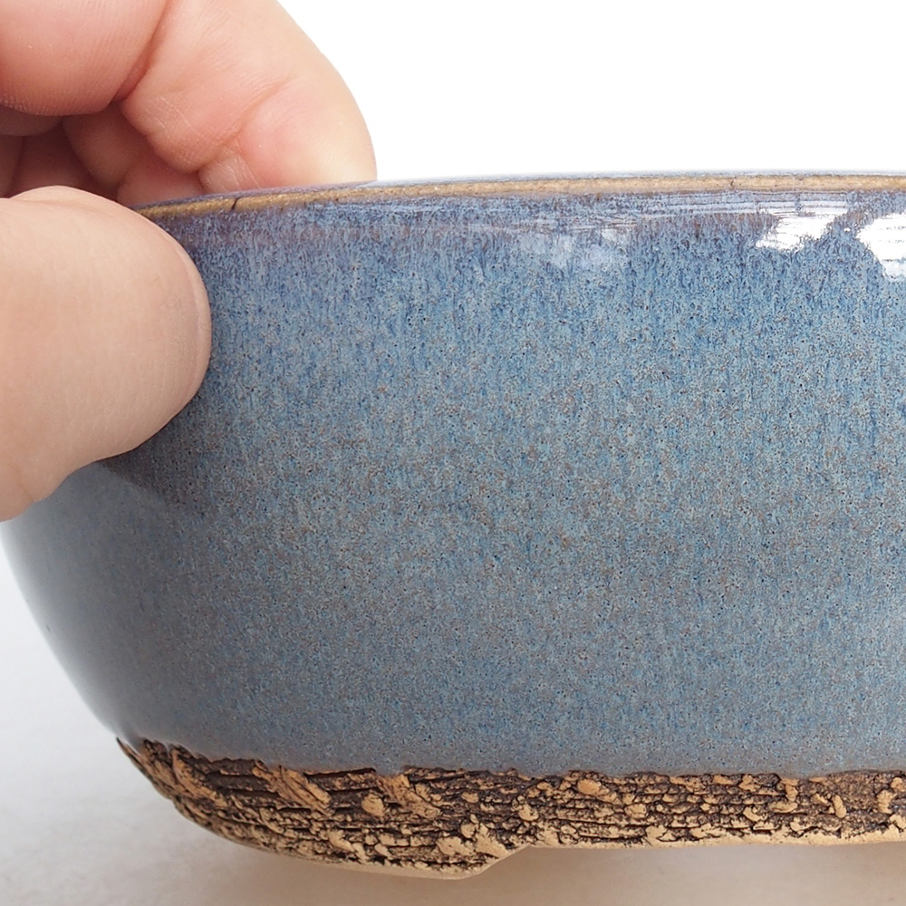 Bonsaischale aus Keramik 17,5 x 17,5 x 6 cm, Farbe blau