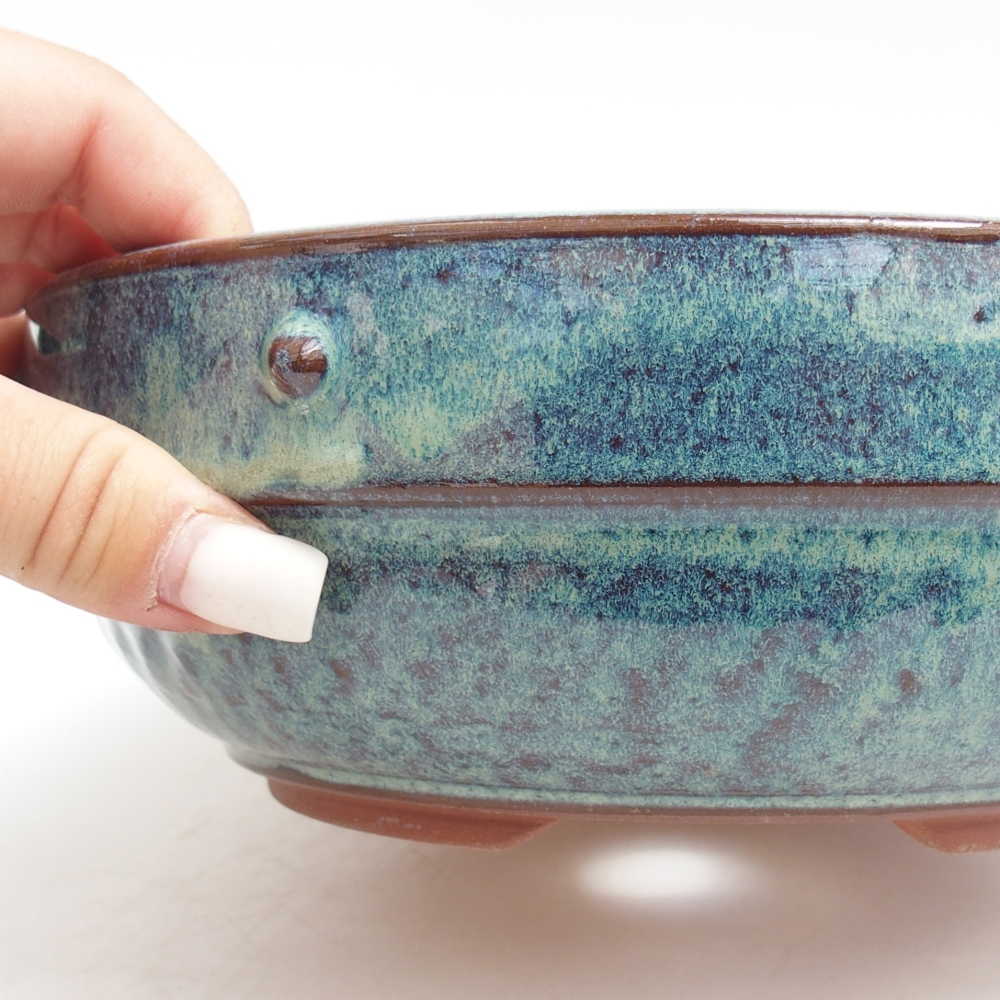Bonsaischale aus Keramik 21 x 21 x 7 cm, Farbe blau