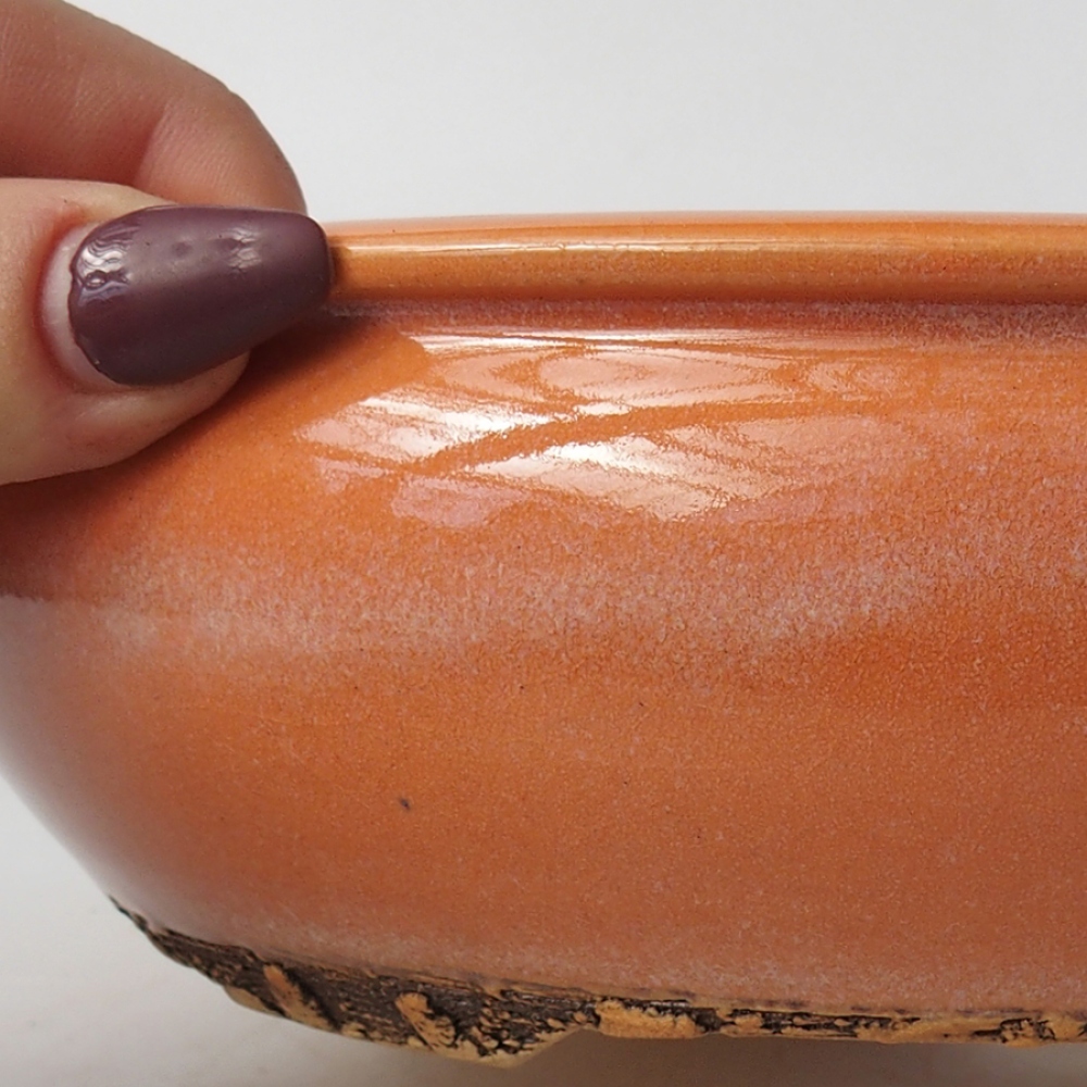 Keramik-Bonsaischale 19 x 19 x 6 cm, Farbe orange