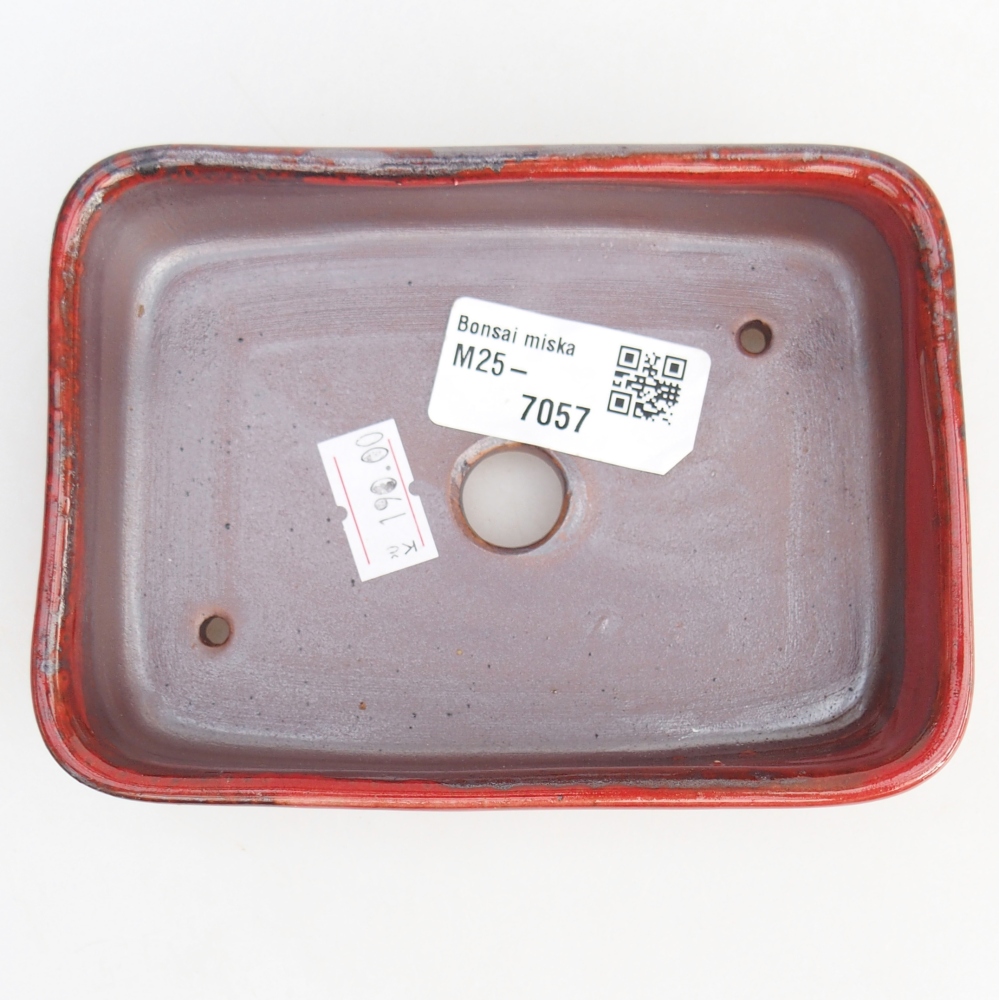 Bonsaischale aus Keramik 12,5 x 9,5 x 3,5 cm, Farbe rot
