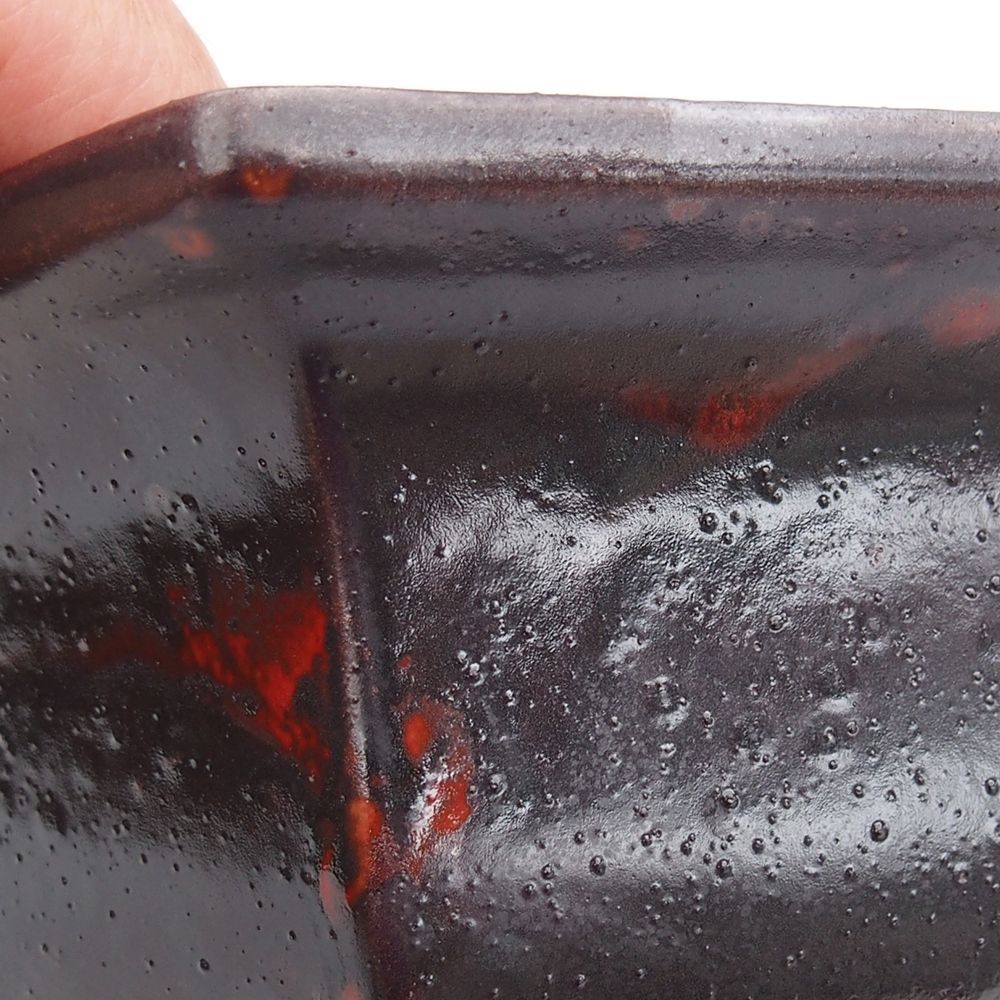 Bonsaischale aus Keramik 18 x 16 x 9 cm, Farbe schwarz-rot