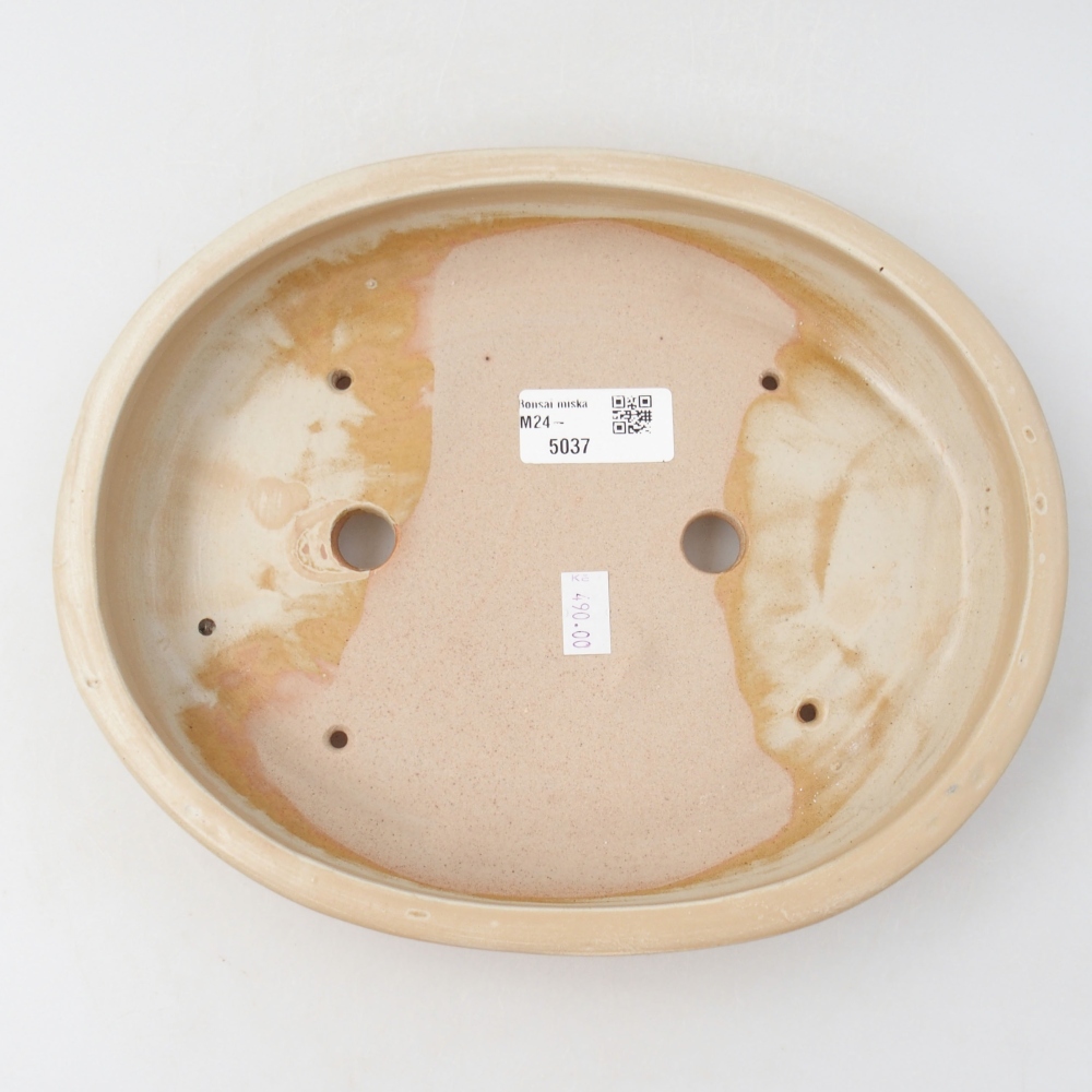 Keramik-Bonsaischale 24,5 x 20 x 4 cm, Farbe beige