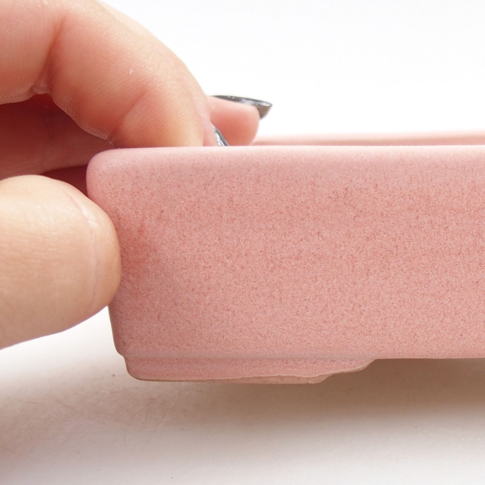 Keramik-Bonsaischale 12,5 x 9,5 x 3,5 cm, Farbe rosa