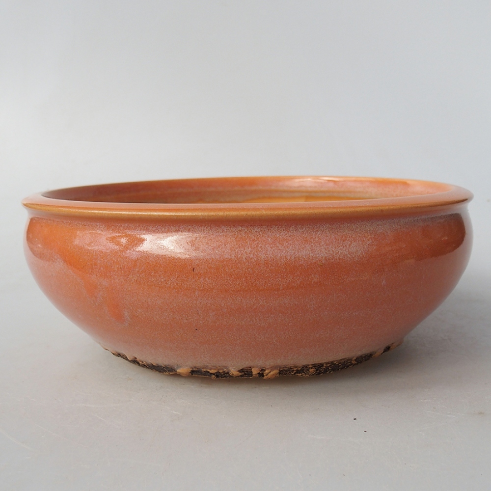Keramik-Bonsaischale 18,5 x 18,5 x 6,5 cm, Farbe orange